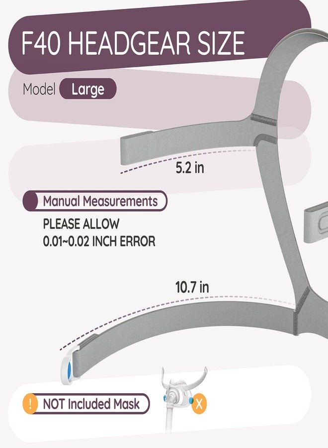 Ximoon F40 Headgear Compatible with ResMed AirFit F40 Full Face Mask CPAP Mask Adjustable C Pap Headband - Image 2